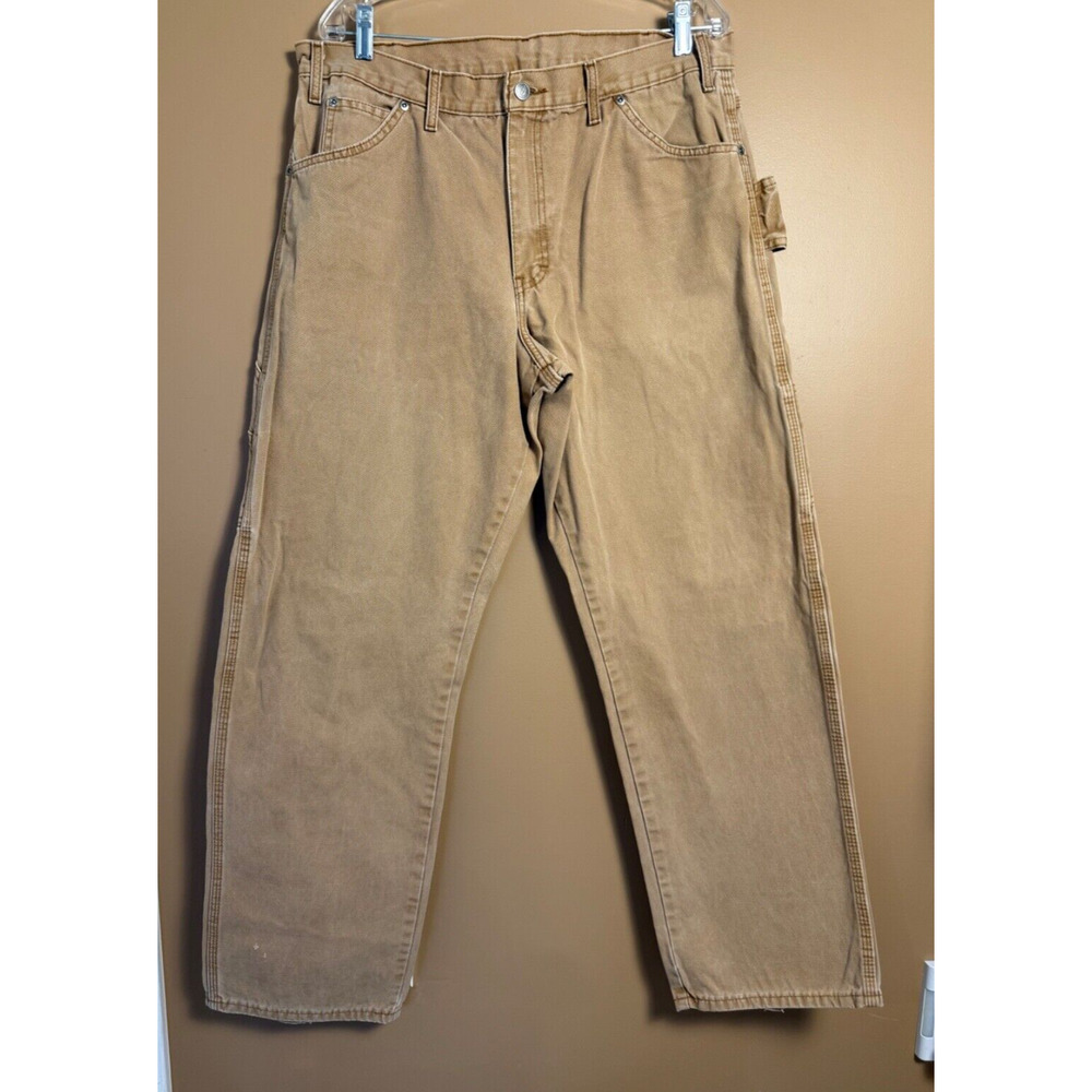 Dickies Carpenter Canvas Pants Painter Work Carhartt Style Tan Size 36x32 EUC